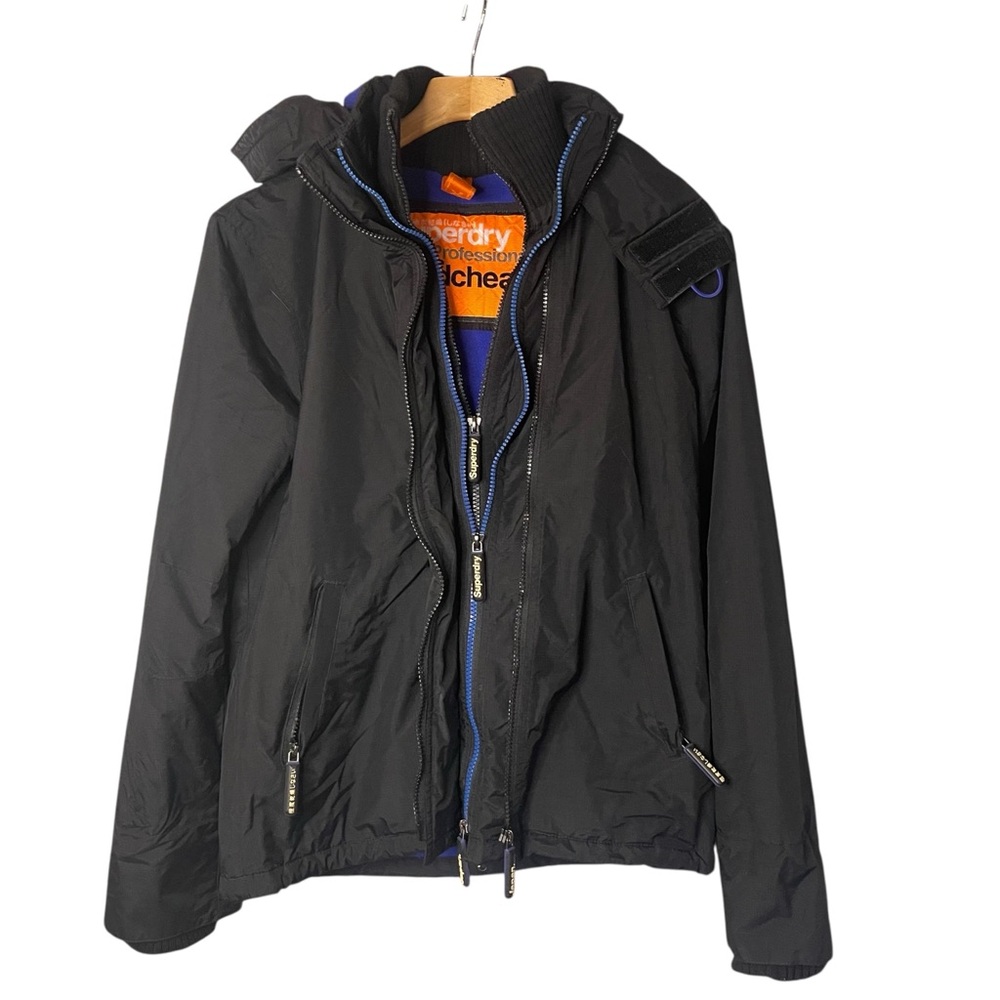 Superdry Women’s Original Windcheater Jacket Medium Black Hooded Fleece Lined